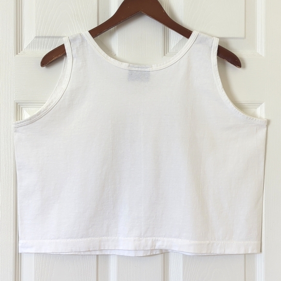 Alore 90's Vintage Funky Dolphin Graphic Scoop Neck Cropped Tank Top White OS - Picture 9 of 10